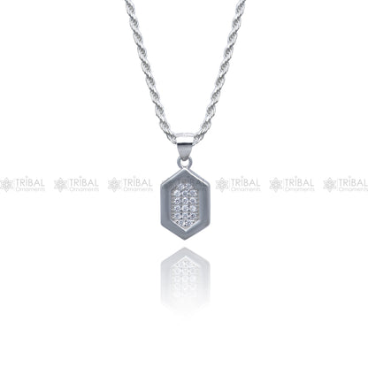 925 Sterling silver pendant set with sparkling cubic zirconia stones, featuring a fashionable design by Tribal Ornaments.