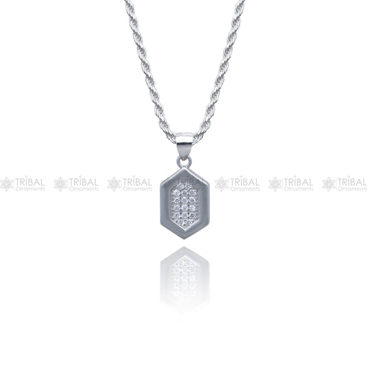 925 Sterling silver Fashionable diamond cubic zirconia stone  pendant set nsp975 - TRIBAL ORNAMENTS