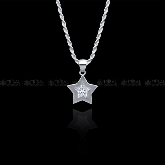925 Sterling silver Fashionable star design diamond cubic zirconia stone  pendant set nsp972 - TRIBAL ORNAMENTS