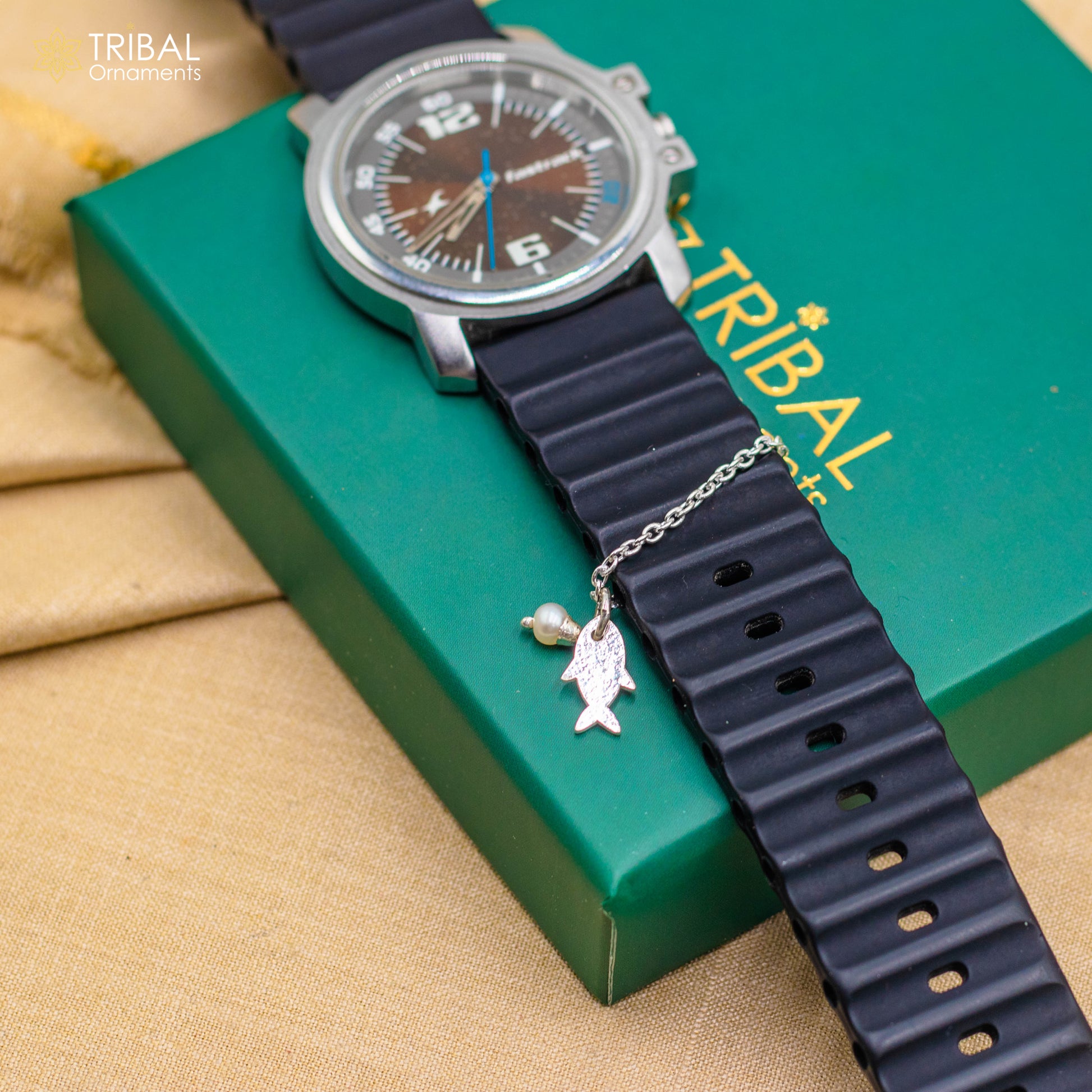 925 sterling silver fish design watch charms wsc08 - TRIBAL ORNAMENTS