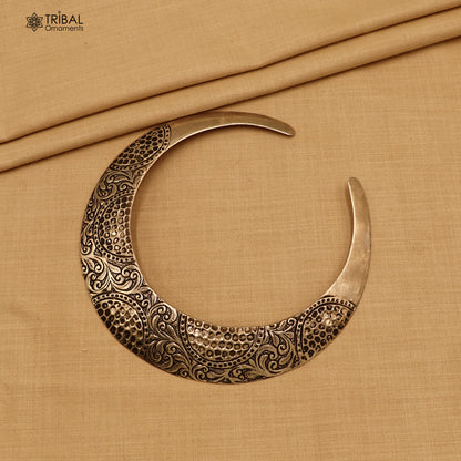 Sterling silver fit neck choker necklace from TRIBAL ORNAMENTS, showing detailed ethnic jewelry design and craftsmanship.