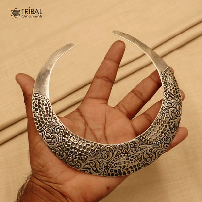 925 sterling silver fit neck choker necklace from TRIBAL ORNAMENTS, ethnic jewelry set with intricate design and traditional style.