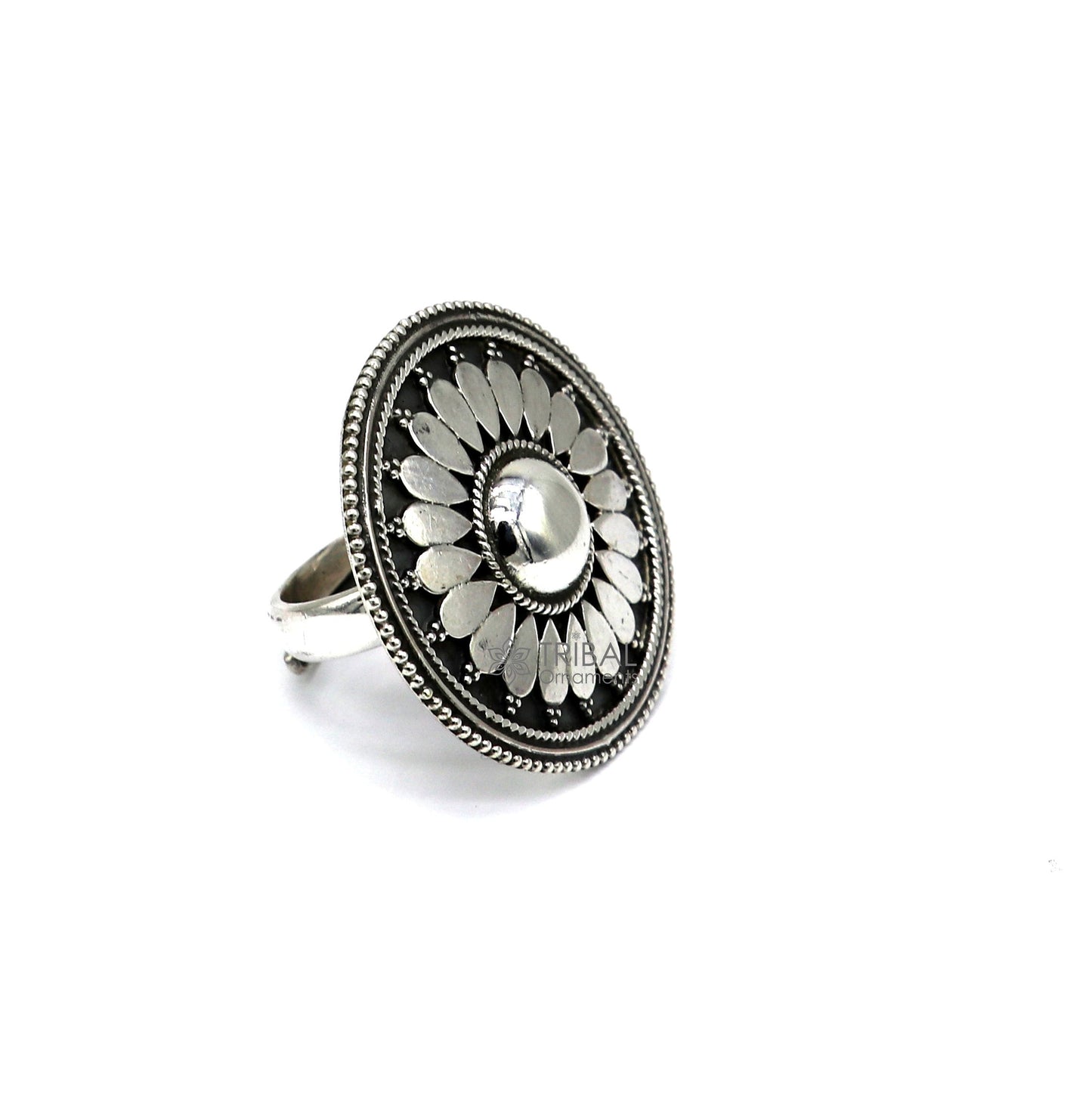 925 Sterling silver Floral design tribal adjustable ring band for women/ brides ring406 - TRIBAL ORNAMENTS