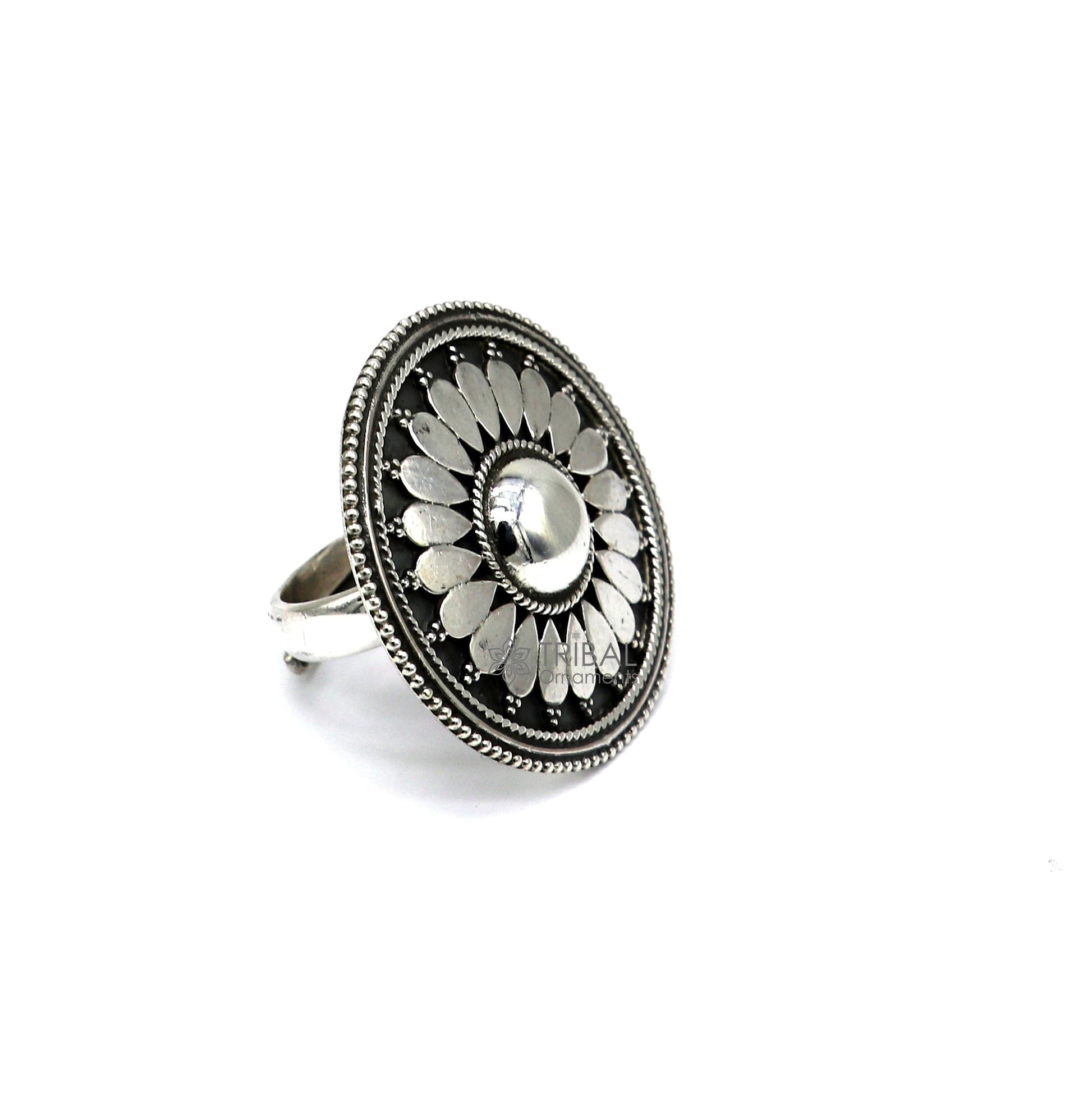925 Sterling silver Floral design tribal adjustable ring band for women/ brides ring406 - TRIBAL ORNAMENTS