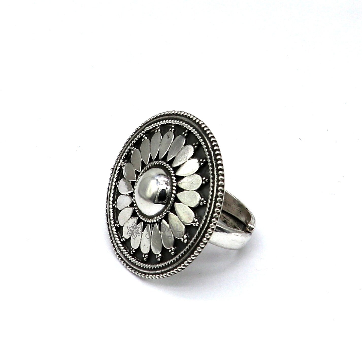 925 Sterling silver Floral design tribal adjustable ring band for women/ brides ring406 - TRIBAL ORNAMENTS