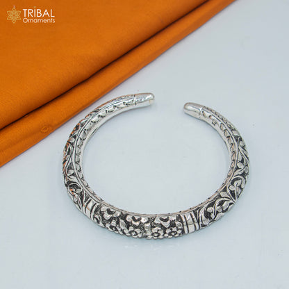 Sterling silver flower design foot anklet with chitai work, ethnic jewelry, customized tribal ornament foot kada.