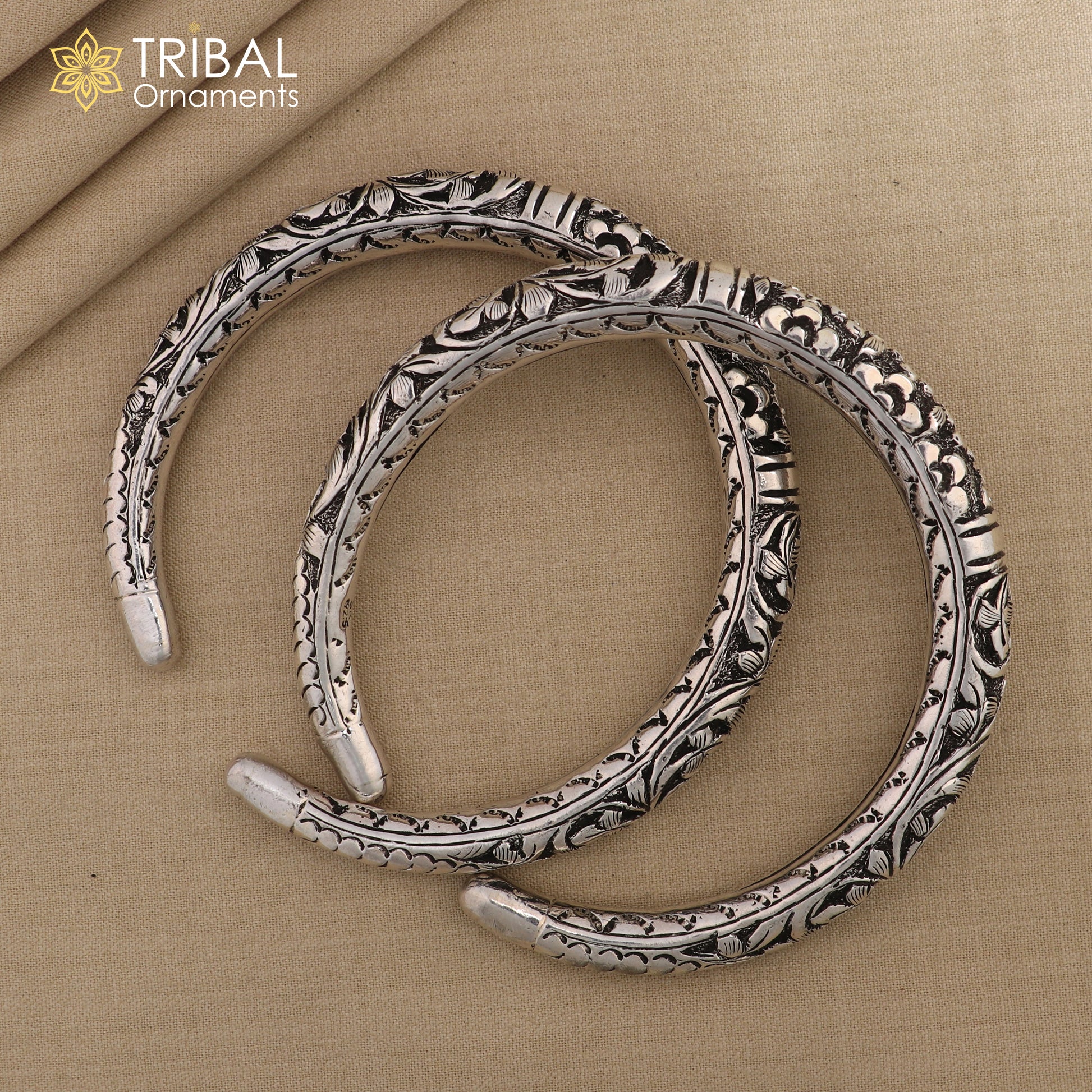 925 sterling silver flower design chitai work customized foot anklet kada ethnic jewelry nsfk131 - TRIBAL ORNAMENTS