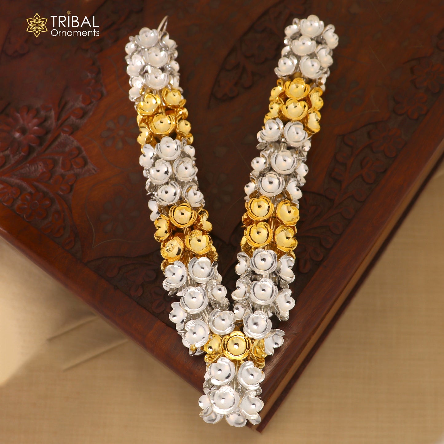 925 sterling silver flower design necklace for idols or god stautes  jewelry set766 - TRIBAL ORNAMENTS