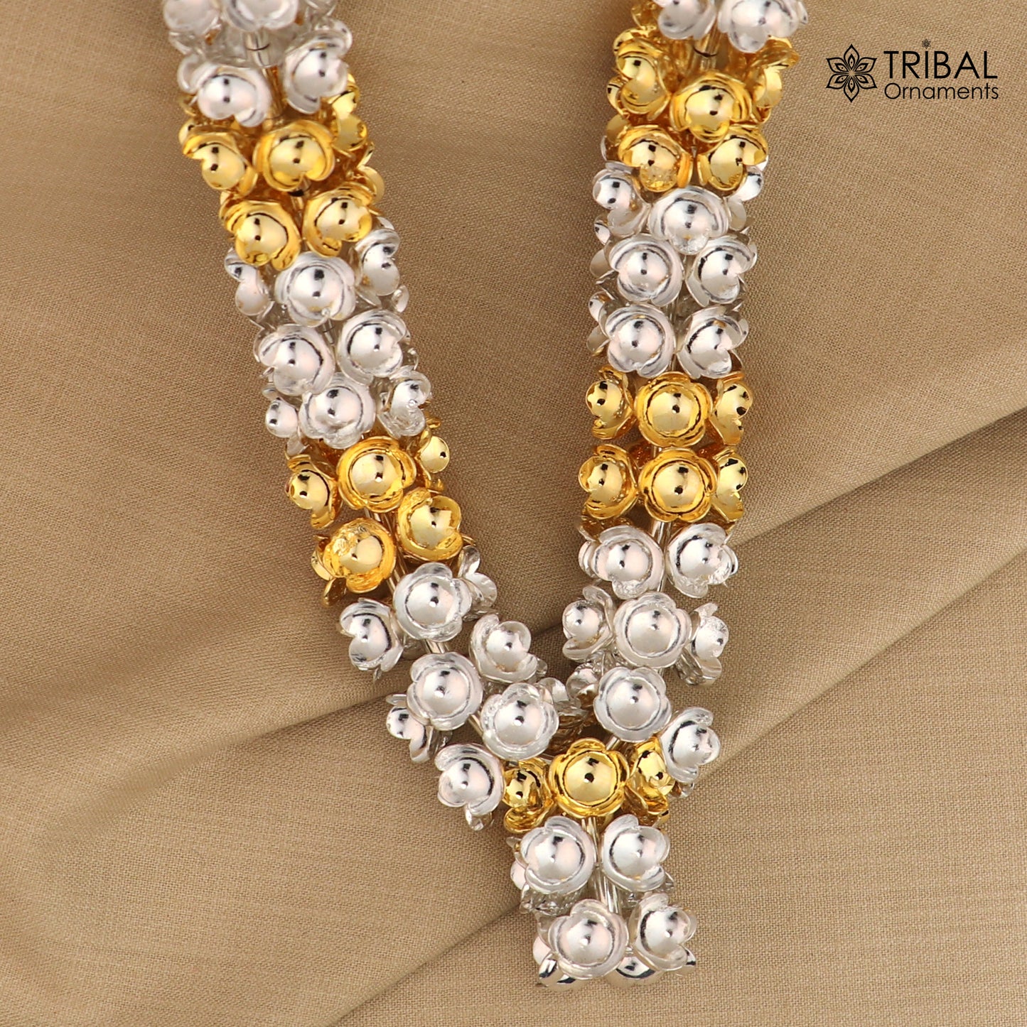 925 sterling silver flower design necklace for idols or god stautes  jewelry set766 - TRIBAL ORNAMENTS