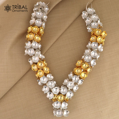 925 sterling silver flower design necklace for idols or god stautes  jewelry set766 - TRIBAL ORNAMENTS