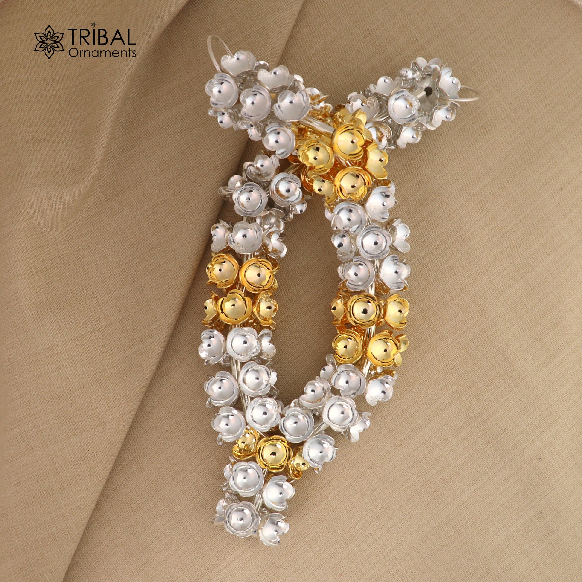 925 sterling silver flower design necklace for idols or god stautes  jewelry set766 - TRIBAL ORNAMENTS