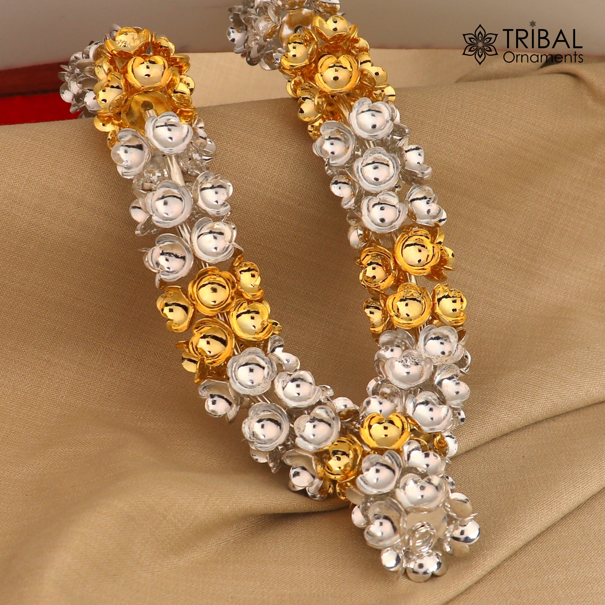 925 sterling silver flower design necklace for idols or god stautes  jewelry set766 - TRIBAL ORNAMENTS