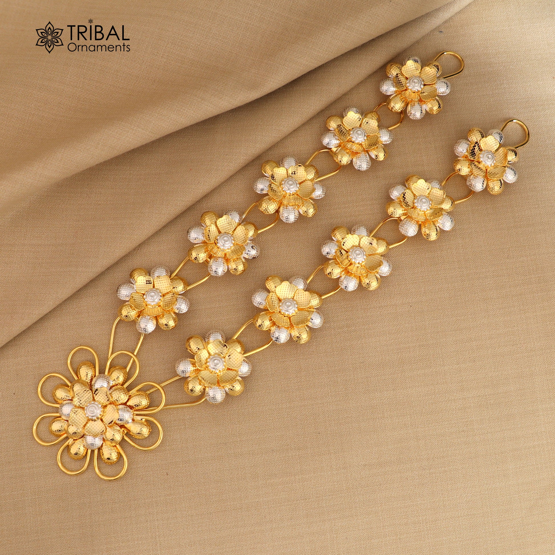 925 sterling silver flower design necklace for idols or god stautes / women's jewelry set769 - TRIBAL ORNAMENTS