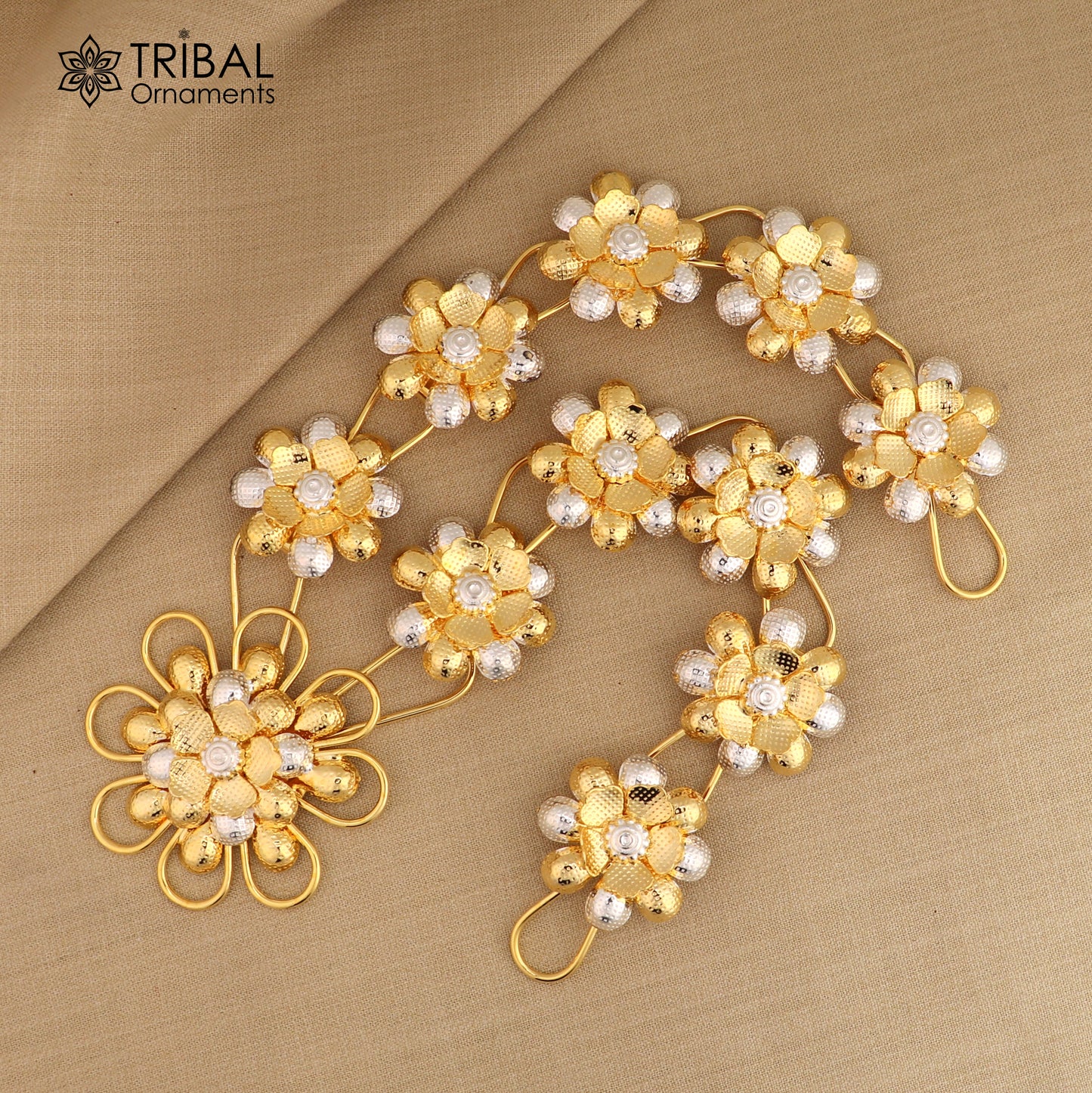 925 sterling silver flower design necklace for idols or god stautes / women's jewelry set769 - TRIBAL ORNAMENTS