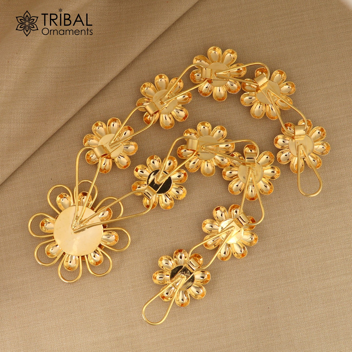 925 sterling silver flower design necklace for idols or god stautes / women's jewelry set769 - TRIBAL ORNAMENTS