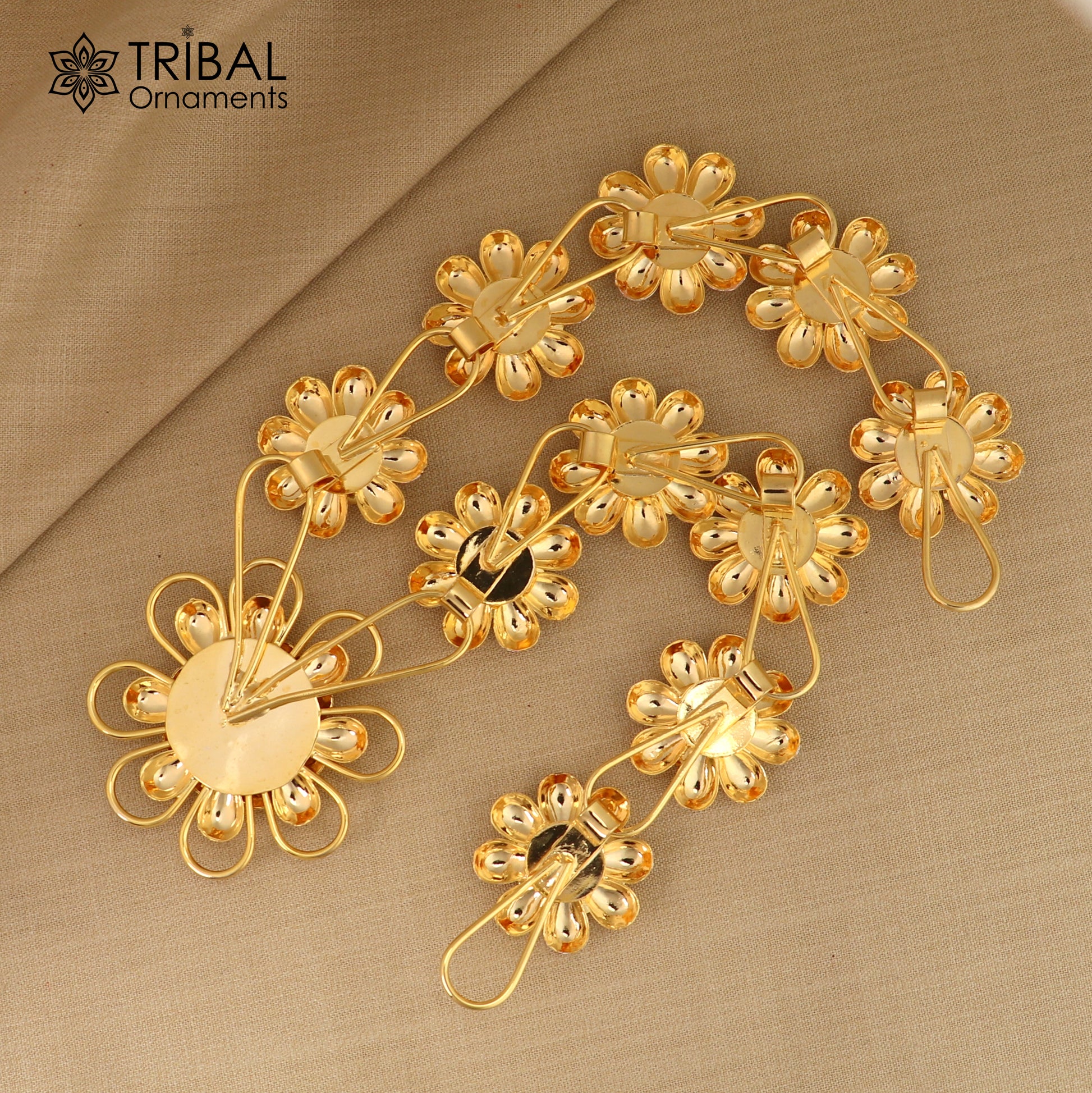 925 sterling silver flower design necklace for idols or god stautes / women's jewelry set769 - TRIBAL ORNAMENTS