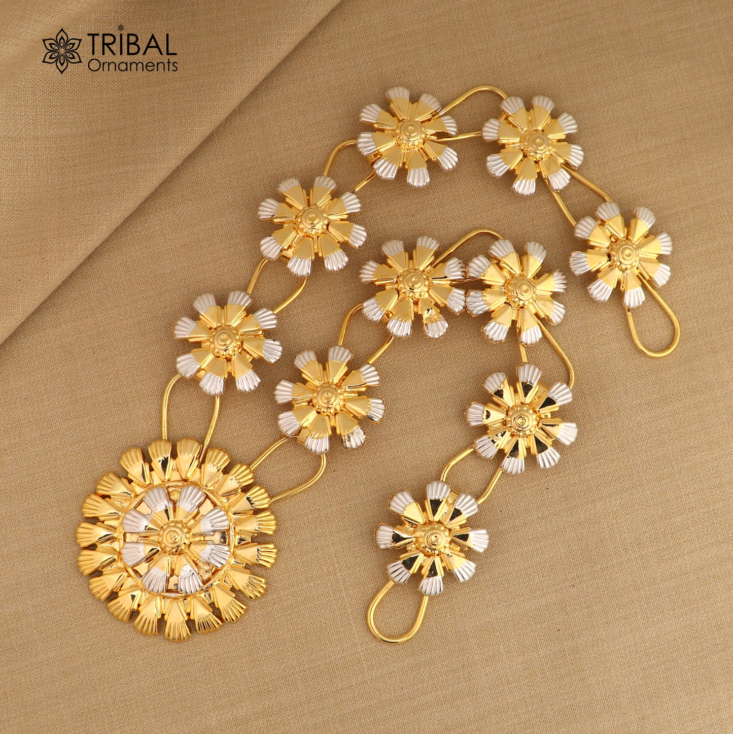 925 sterling silver flower design necklace for idols or god stautes / women's jewelry set770 - TRIBAL ORNAMENTS