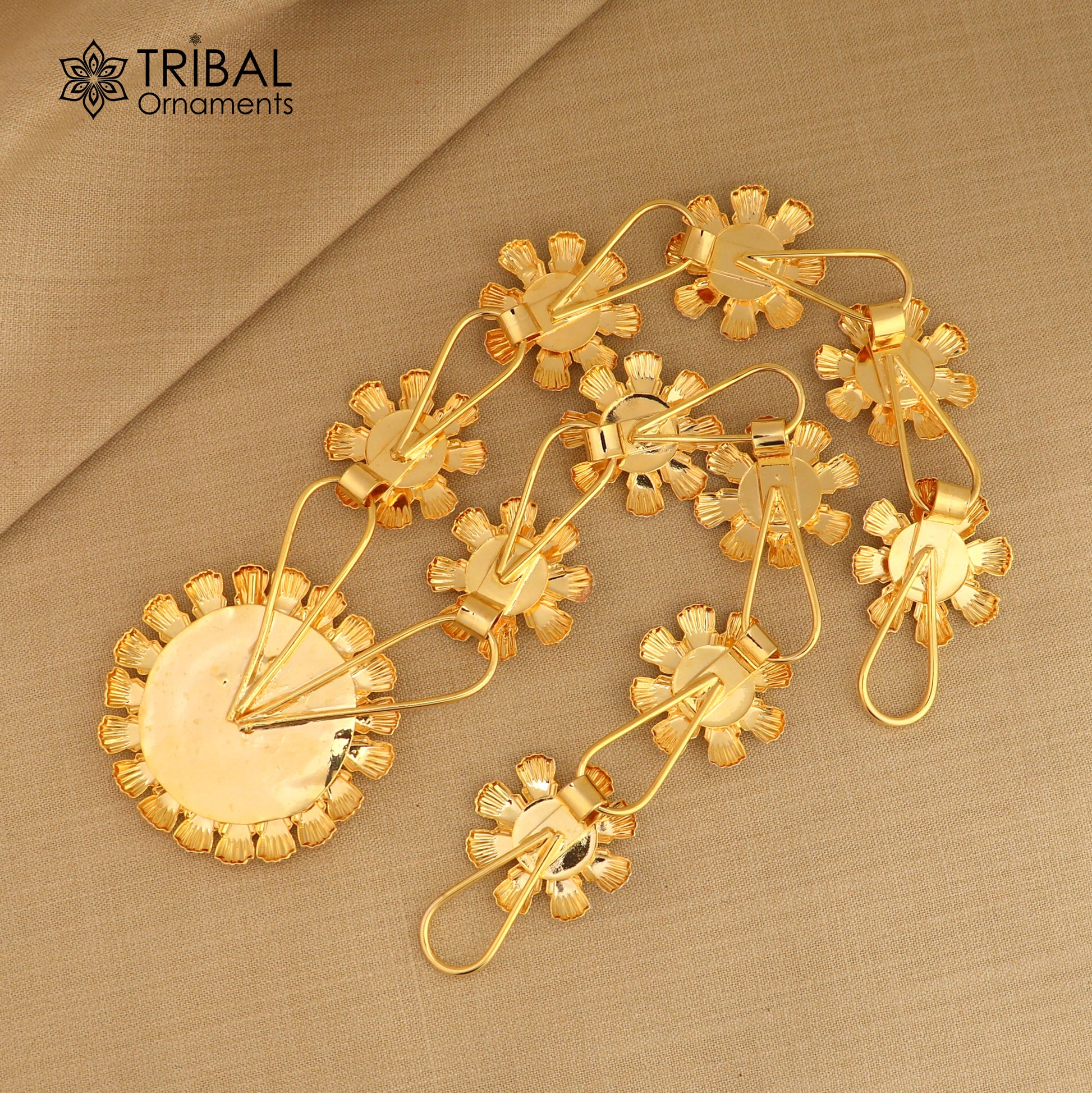 925 sterling silver flower design necklace for idols or god stautes / women's jewelry set770 - TRIBAL ORNAMENTS