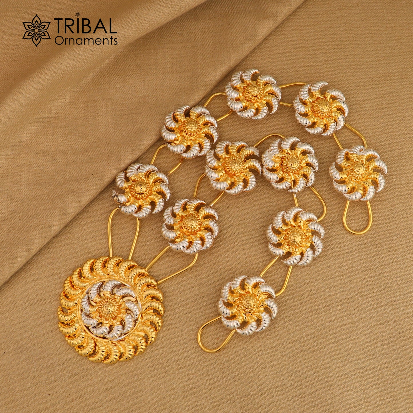 925 sterling silver flower design necklace for idols or god stautes / women's jewelry set771 - TRIBAL ORNAMENTS