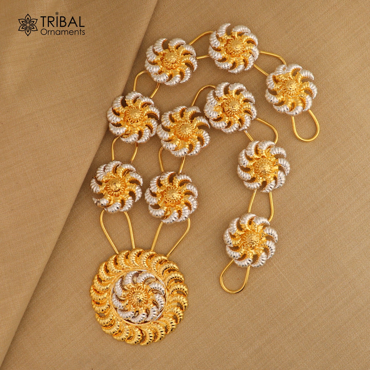 925 sterling silver flower design necklace for idols or god stautes / women's jewelry set771 - TRIBAL ORNAMENTS