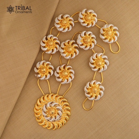 925 sterling silver flower design necklace for idols or god stautes / women's jewelry set771 - TRIBAL ORNAMENTS