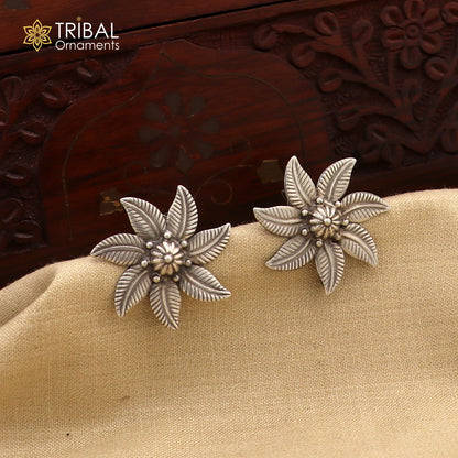 925 sterling silver flower design stylish stud earring s1376 - TRIBAL ORNAMENTS