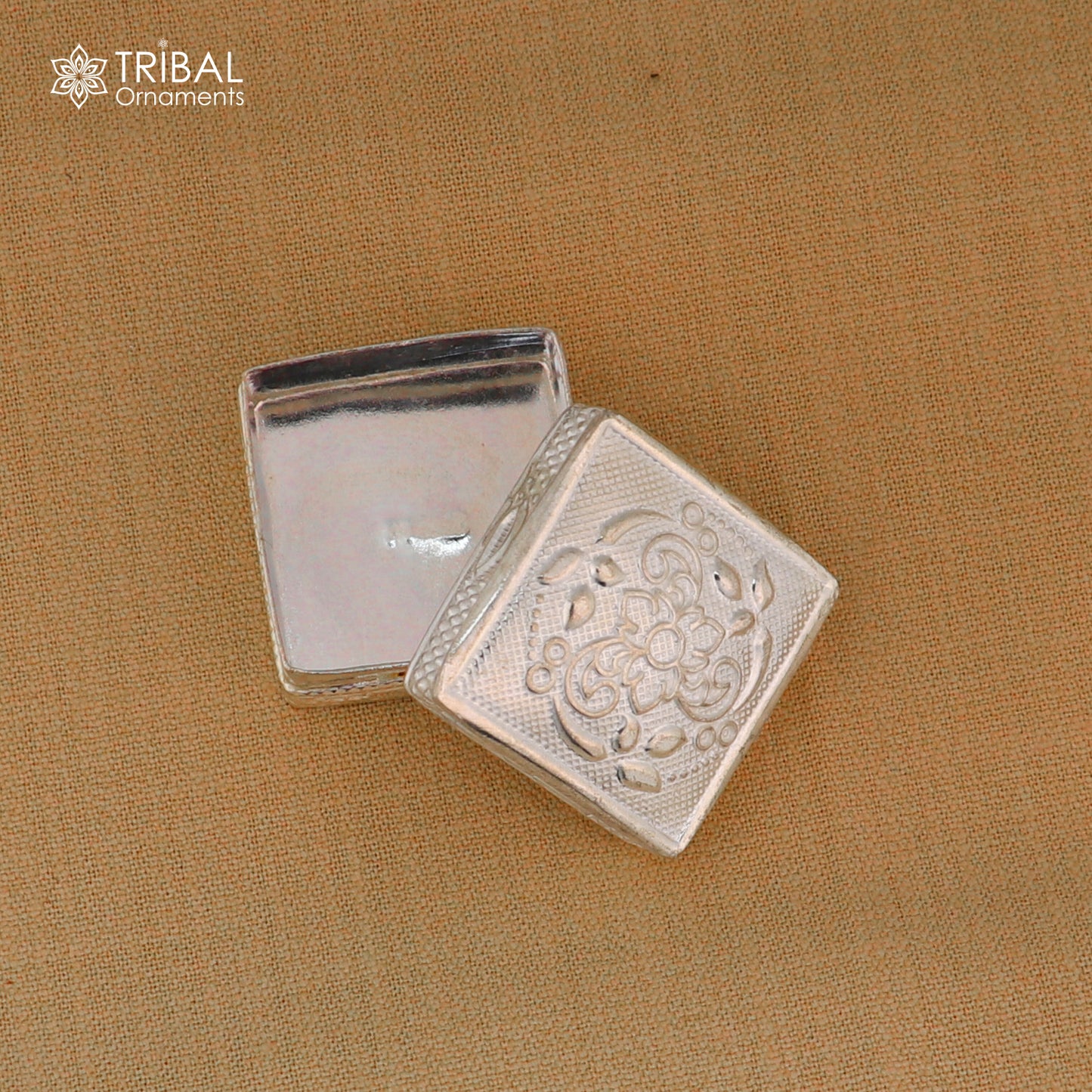925 sterling silver flower design trinket box , casket box, Sindoor box brides jewelry stb887 - TRIBAL ORNAMENTS