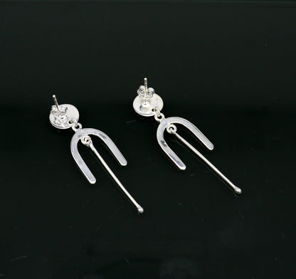 925 sterling silver flower stud earring, excellent fancy drop dangle elegant dainty light weight earrings best gifting ear696 - TRIBAL ORNAMENTS