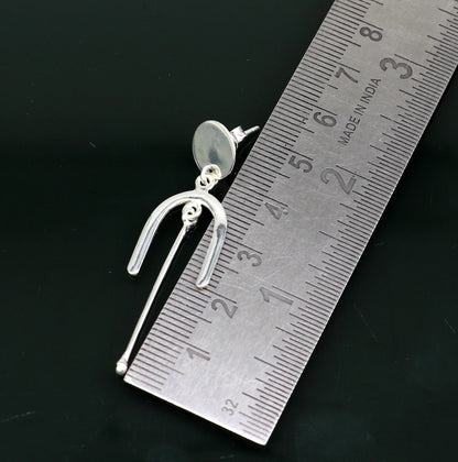 925 sterling silver flower stud earring, excellent fancy drop dangle elegant dainty light weight earrings best gifting ear696 - TRIBAL ORNAMENTS