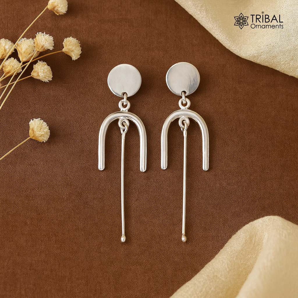 925 sterling silver flower stud earring, excellent fancy drop dangle elegant dainty light weight earrings best gifting ear696 - TRIBAL ORNAMENTS