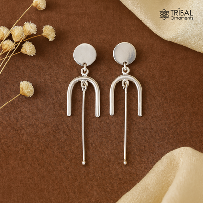 925 sterling silver flower stud earring, excellent fancy drop dangle elegant dainty light weight earrings best gifting ear696 - TRIBAL ORNAMENTS