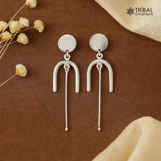 925 sterling silver flower stud earring, excellent fancy drop dangle elegant dainty light weight earrings best gifting ear696 - TRIBAL ORNAMENTS