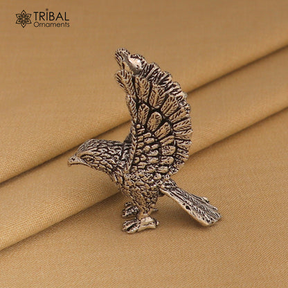 925 sterling silver Garuda eagle statue sculpture, tribal home decor art, detailed figurine representing tribal ornament craftsmanship