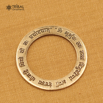 925 Sterling silver Gayatri Mantra pendant from TRIBAL ORNAMENTS, featuring ethnic jewelry design with intricate detailing.