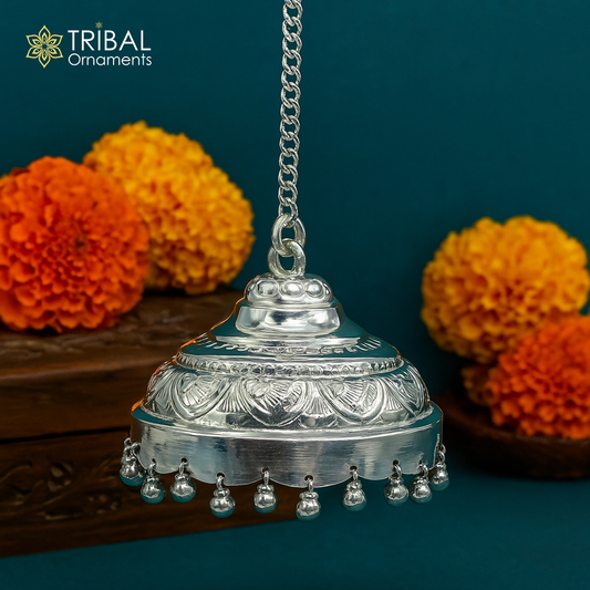 925 sterling silver god chattar or chhatra, silver umbrella god temple art, hand craved sterling silver temple article, temple utensils su631 - TRIBAL ORNAMENTS