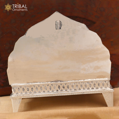 925 sterling silver God statue stand chair Singhasan, temple art puja chouki by TRIBAL ORNAMENTS, decorative religious sculpture.