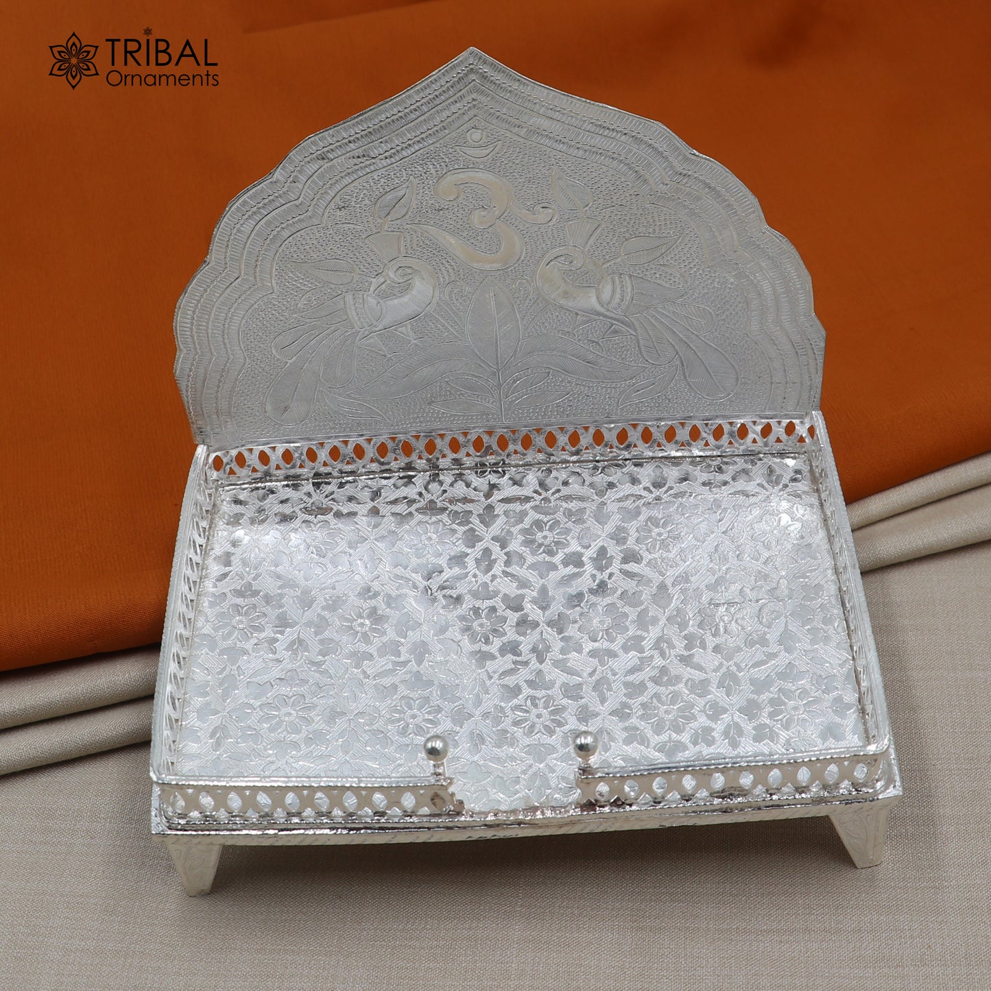 925 sterling silver God throne, God statue's stand chair singhasan, temple art puja chouki article art857 - TRIBAL ORNAMENTS