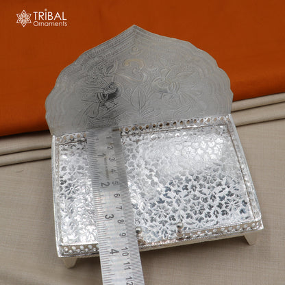 925 sterling silver God throne, God statue's stand chair singhasan, temple art puja chouki article art857 - TRIBAL ORNAMENTS
