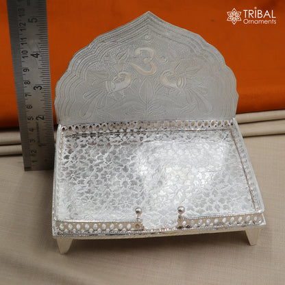 925 sterling silver God throne, God statue's stand chair singhasan, temple art puja chouki article art857 - TRIBAL ORNAMENTS