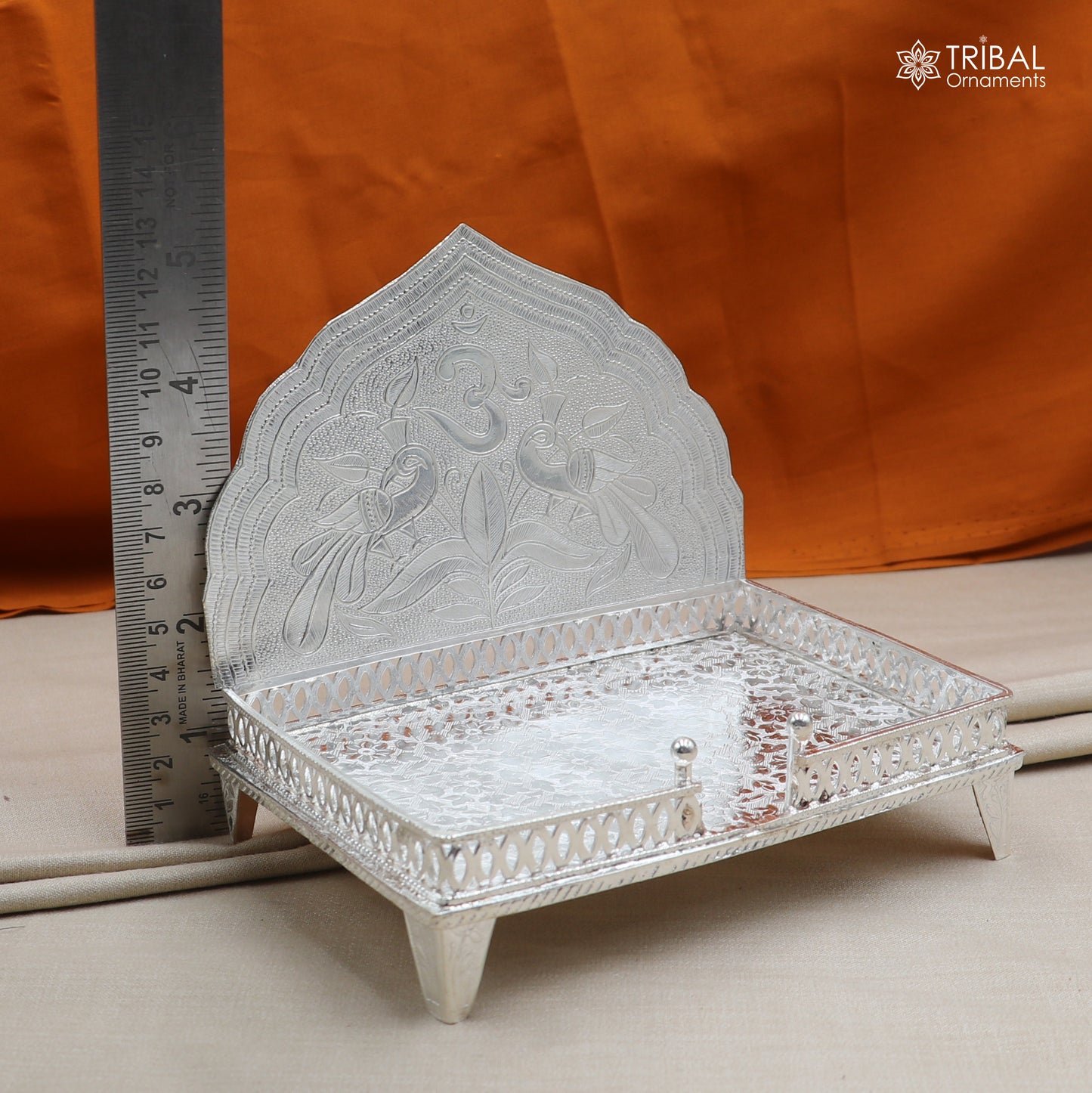 925 sterling silver God throne, God statue's stand chair singhasan, temple art puja chouki article art857 - TRIBAL ORNAMENTS