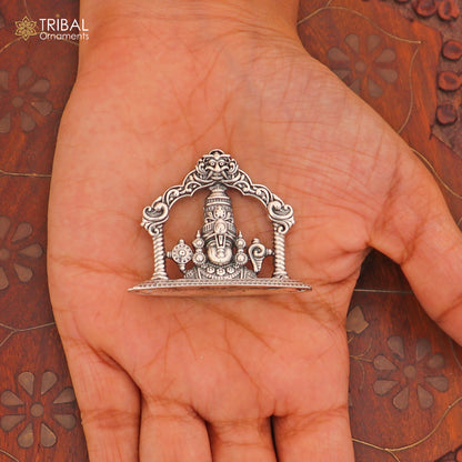 925 Sterling silver Tirupati Bala Ji Murti statue figurine, ideal for puja and religious offerings, by Tribal Ornaments.