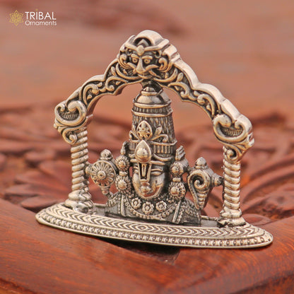 925 Sterling silver Tirupati Bala Ji Murti statue figurine, religious puja art piece from Tribal Ornaments.