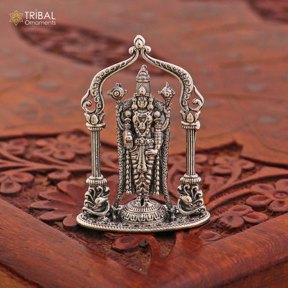 925 Sterling silver God Tirupati Bala Ji Murti statue figurine, ideal for puja, crafted by TRIBAL ORNAMENTS.