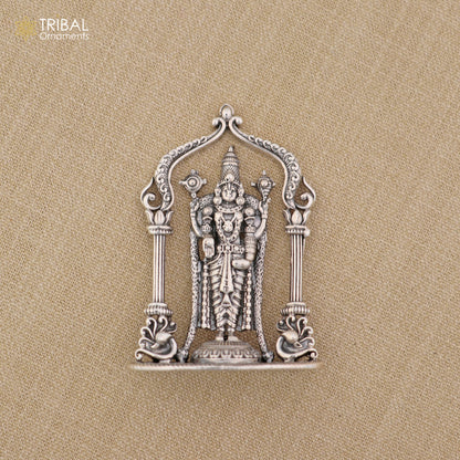 925 Sterling silver Tirupati Bala Ji Murti statue, divine figurine for puja, crafted by TRIBAL ORNAMENTS.