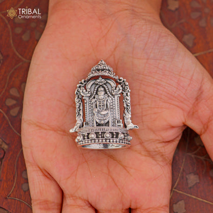 925 Sterling silver Tirupati Bala Ji Murti statue, Hindu god figurine for puja, crafted by Tribal Ornaments.