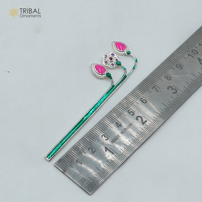 925 sterling silver Goddess laxmi ji  lotus stick article su1357 - TRIBAL ORNAMENTS