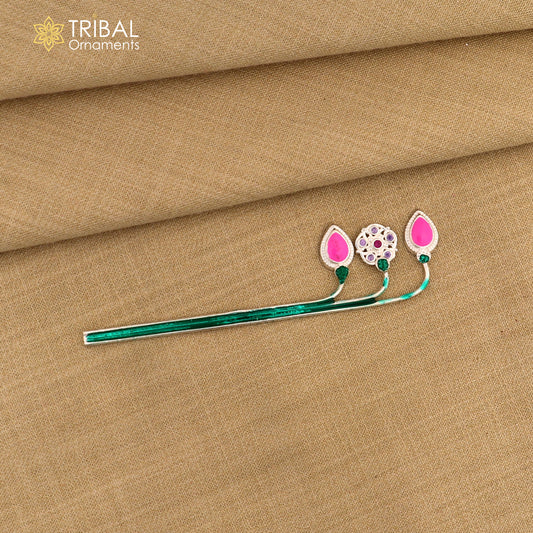 925 sterling silver Goddess laxmi ji  lotus stick article su1357 - TRIBAL ORNAMENTS