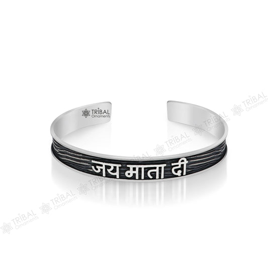 925 Sterling silver Goddess mantra bracelet "JAI MATA DI "Adjustable cuff kada bangle for mens and girls cuff234 - TRIBAL ORNAMENTS