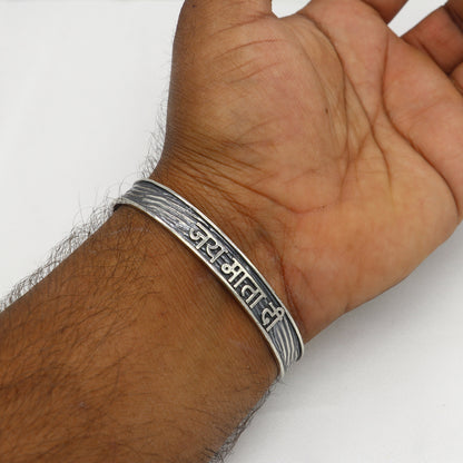 925 Sterling silver Goddess mantra bracelet "JAI MATA DI "Adjustable cuff kada bangle for mens and girls cuff234 - TRIBAL ORNAMENTS