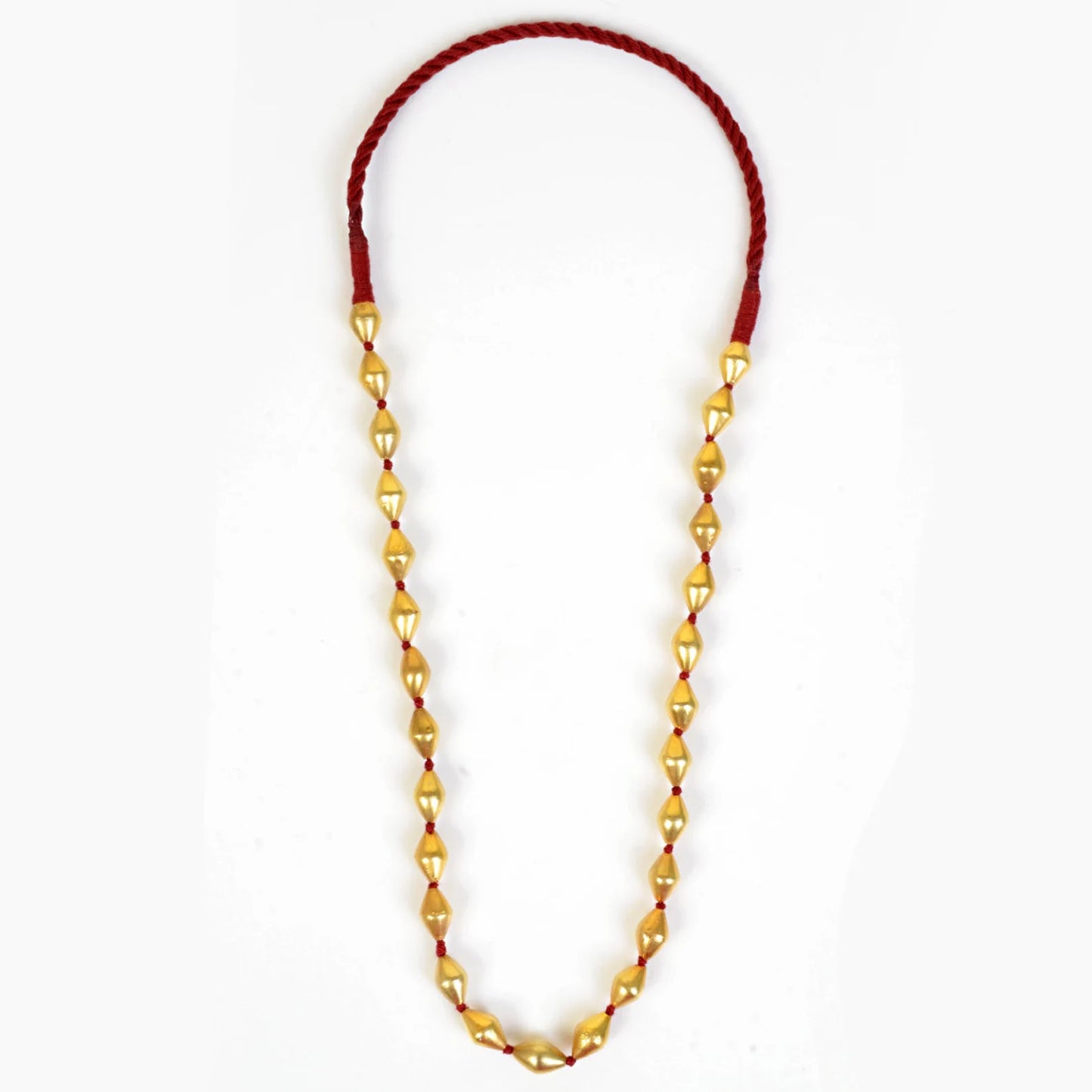 925 sterling silver Gold polished dholki beaded necklace,Dholki mala tribal jewelry set722 - TRIBAL ORNAMENTS